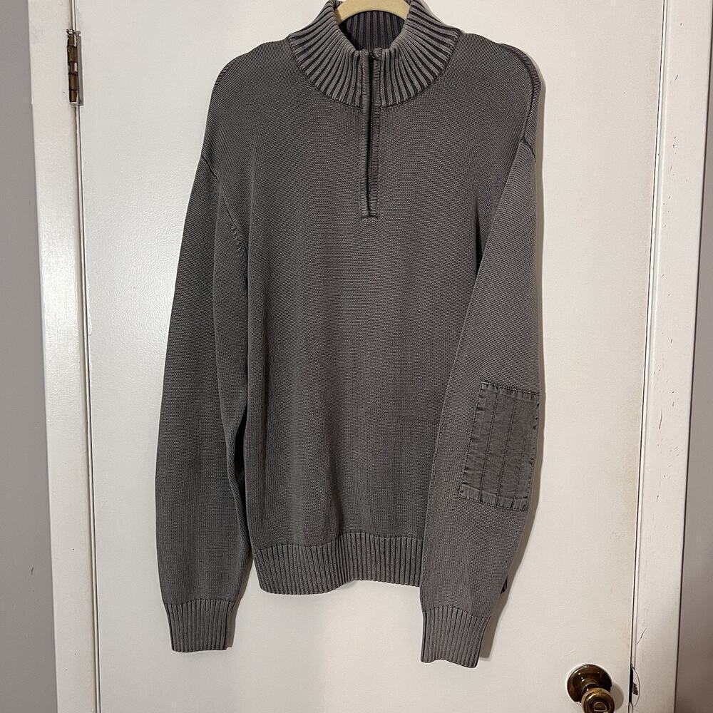 RedHead Quarter Zip Mockneck Sweater Heavyweight Mens L Gray Outdoor 100% Cotton